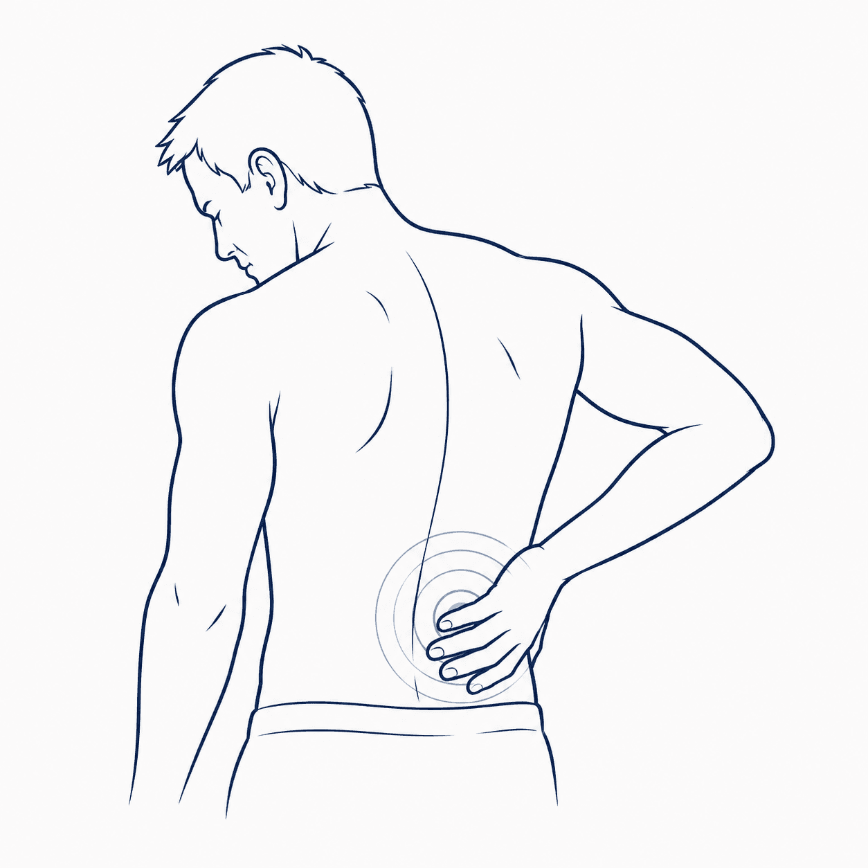 Line illustration of a person experiencing lower back pain